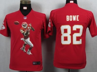 Youth NEW Kansas City Chiefs 82 Bowe Red Portrait Fashion Game Jerseys