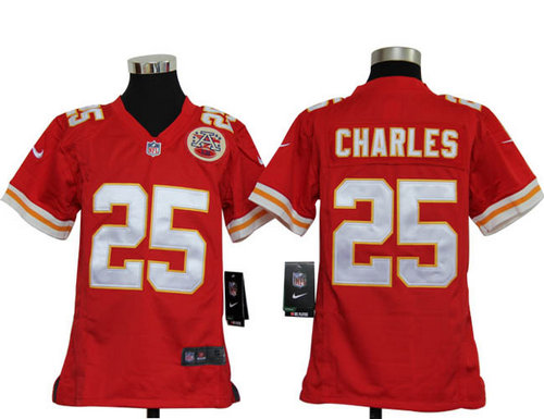 Youth Nike Kansas City Chiefs 25 Jamaal Charles Red Jerseys