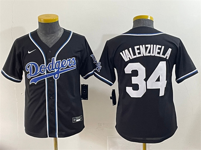 Youth Los Angeles Dodgers #34 Fernando Valenzuela Black Stitched Baseball Jersey Youth Los Angeles Dodgers #34 Fernando Valenzuela Black Stitched Baseball Jersey