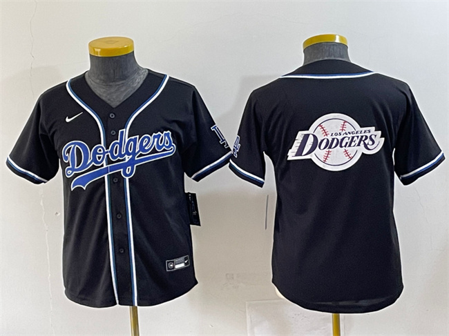 Youth Los Angeles Dodgers Team Big Logo Black Stitched Baseball Jersey 7 Youth Los Angeles Dodgers Team Big Logo Black Stitched Baseball Jersey 7