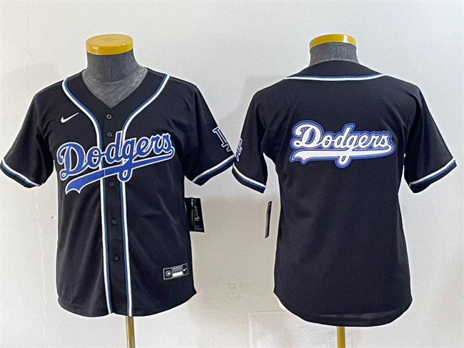 Youth Los Angeles Dodgers Team Big Logo Black Stitched Baseball Jersey 2 Youth Los Angeles Dodgers Team Big Logo Black Stitched Baseball Jersey 2