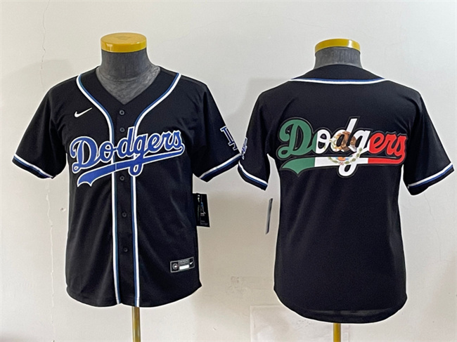 Youth Los Angeles Dodgers Team Big Logo Black Stitched Baseball Jersey Youth Los Angeles Dodgers Team Big Logo Black Stitched Baseball Jersey