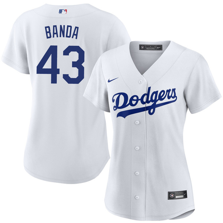 Women's Los Angeles Dodgers #43 Anthony Banda White Cool Base Stitched Baseball Jersey Women's Los Angeles Dodgers #43 Anthony Banda White Cool Base Stitched Baseball Jersey