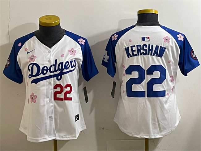 Youth Los Angeles Dodgers #22 Clayton Kershaw White Royal 2025 Tokyo Series Limited Stitched Baseball Jersey Youth Los Angeles Dodgers #22 Clayton Kershaw White Royal 2025 Tokyo Series Limited Stitched Baseball Jersey