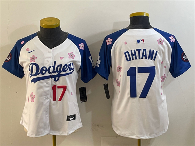 Youth Los Angeles Dodgers #17 Shohei Ohtani White Royal 2025 Tokyo Series Limited Stitched Baseball Jersey Youth Los Angeles Dodgers #17 Shohei Ohtani White Royal 2025 Tokyo Series Limited Stitched Baseball Jersey