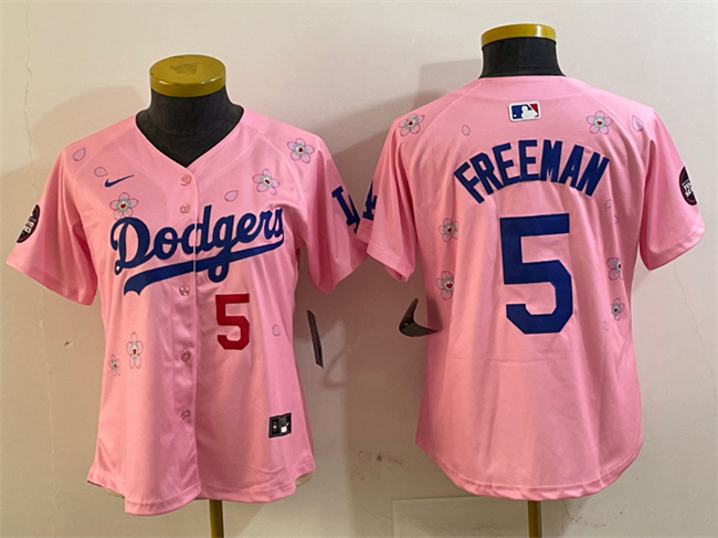 Youth Los Angeles Dodgers #5 Freddie Freeman Pink 2025 Tokyo Series Limited Stitched Baseball Jersey Youth Los Angeles Dodgers #5 Freddie Freeman Pink 2025 Tokyo Series Limited Stitched Baseball Jersey