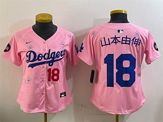 Youth Los Angeles Dodgers #18 山本由伸 Pink 2025 Tokyo Series Limited Stitched Baseball Jersey Youth Los Angeles Dodgers #18 山本由伸 Pink 2025 Tokyo Series Limited Stitched Baseball Jersey