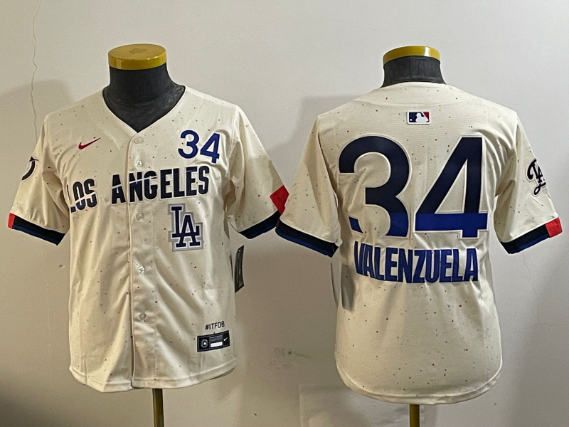 Youth Los Angeles Dodgers #34 Toro Valenzuela Cream 2024 City Connect Limited Stitched Baseball Jersey 2 Youth Los Angeles Dodgers #34 Toro Valenzuela Cream 2024 City Connect Limited Stitched Baseball Jersey 2