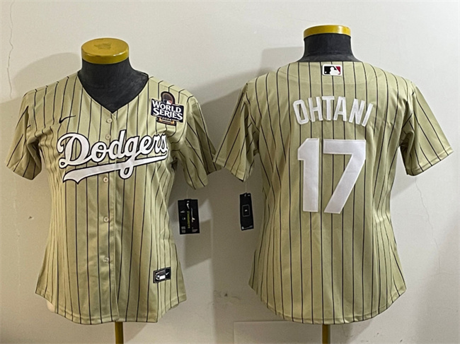 Youth Los Angeles Dodgers #17 Shohei Ohtani Cream 2024 World Series Cool Base Stitched Baseball Jersey Youth Los Angeles Dodgers #17 Shohei Ohtani Cream 2024 World Series Cool Base Stitched Baseball Jersey