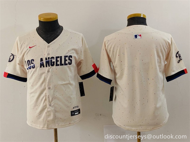 Youth Los Angeles Dodgers Blank Cream 2024 City Connect Limited Stitched Baseball Jersey Youth Los Angeles Dodgers Blank Cream 2024 City Connect Limited Stitched Baseball Jersey
