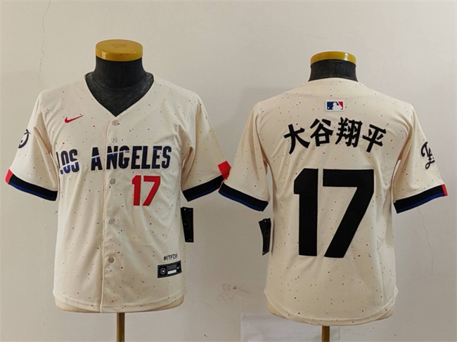 Youth Los Angeles Dodgers #17 大谷翔平 Cream With Patch Stitched Baseball Jersey Youth Los Angeles Dodgers #17 大谷翔平 Cream With Patch Stitched Baseball Jersey