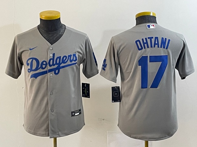Youth Los Angeles Dodgers #17 Shohei Ohtani Grey Stitched Baseball Jersey Youth Los Angeles Dodgers #17 Shohei Ohtani Grey Stitched Baseball Jersey