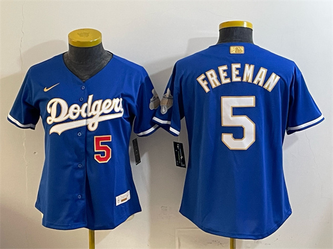 Youth Los Angeles Dodgers #5 Freddie Freeman Royal 2026 Alternate Gold Collection Stadium Stitched Baseball Jersey Youth Los Angeles Dodgers #5 Freddie Freeman Royal 2026 Alternate Gold Collection Stadium Stitched Baseball Jersey