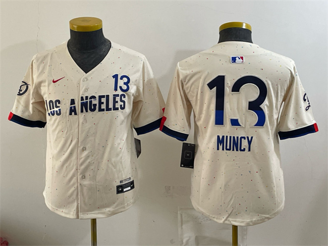 Youth Los Angeles Dodgers #13 Max Muncy Cream 2024 City Connect Limited Stitched Baseball Jersey Youth Los Angeles Dodgers #13 Max Muncy Cream 2024 City Connect Limited Stitched Baseball Jersey
