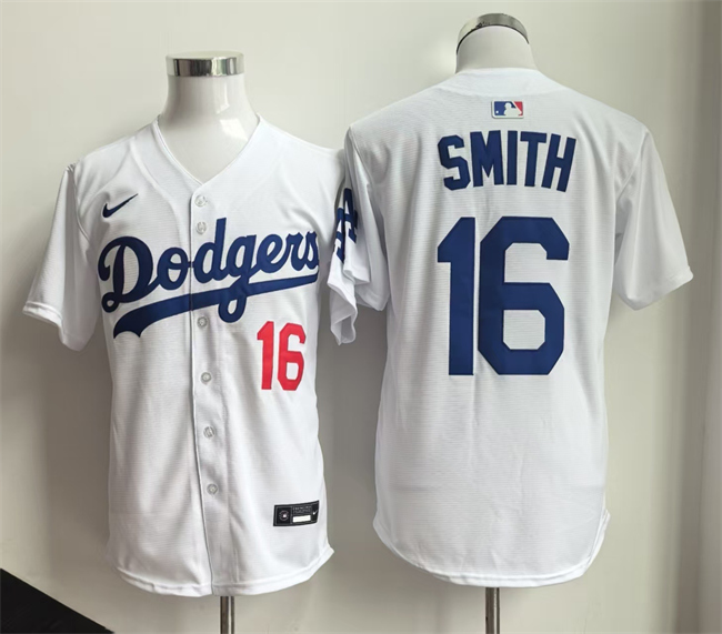 Men's Los Angeles Dodgers #16 Will Smith White Home Limited Stitched Baseball Jersey Men's Los Angeles Dodgers #16 Will Smith White Home Limited Stitched Baseball Jersey