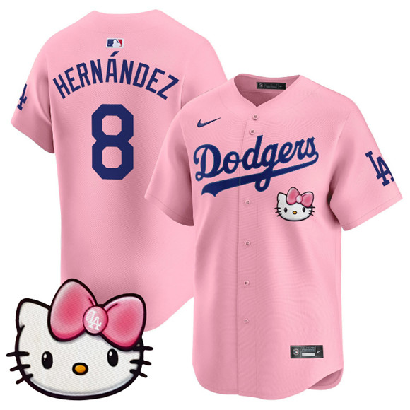 Men's Los Angeles Dodgers #8 Enrique Hernández Pink 2025 Hello Kitty Vapor Limited Stitched Baseball Jersey Men's Los Angeles Dodgers #8 Enrique Hernández Pink 2025 Hello Kitty Vapor Limited Stitched Baseball Jersey