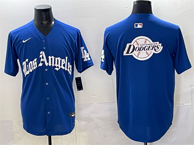 Men's Los Angeles Dodgers Team Big Logo Blue 2025 LA Gothic Style With Fernando Patch Vapor Premier Limited Stitched Baseball Jersey Men's Los Angeles Dodgers Team Big Logo Blue 2025 LA Gothic Style With Fernando Patch Vapor Premier Limited Stitched Baseball Jersey