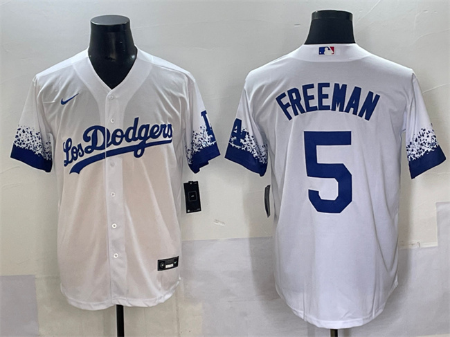 Men's Los Angeles Dodgers #5 Freddie Freeman White City Connect Cool Base Stitched Jersey Men's Los Angeles Dodgers #5 Freddie Freeman White City Connect Cool Base Stitched Jersey