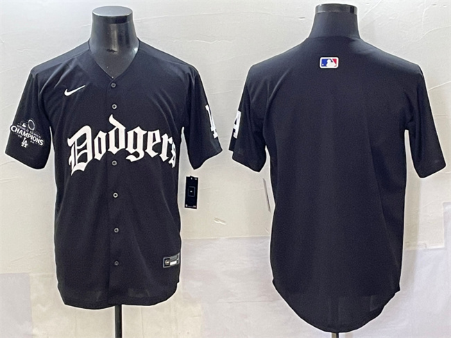 Men's Los Angeles Dodgers Blank Black 2025 LA Gothic Style With 2024 World Series Champions Patch Vapor Premier Limited Stitched Baseball Jersey Men's Los Angeles Dodgers Blank Black 2025 LA Gothic Style With 2024 World Series Champions Patch Vapor Premier Limited Stitched Baseball Jersey