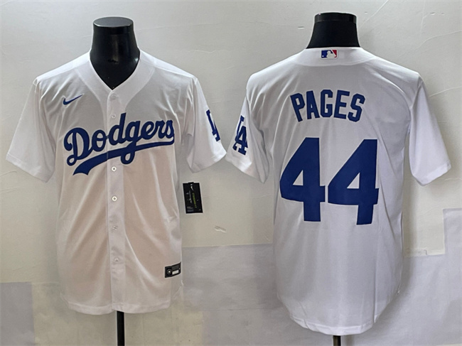 Men's Los Angeles Dodgers #44 Andy Pages White Cool Base Stitched Baseball Jersey Men's Los Angeles Dodgers #44 Andy Pages White Cool Base Stitched Baseball Jersey