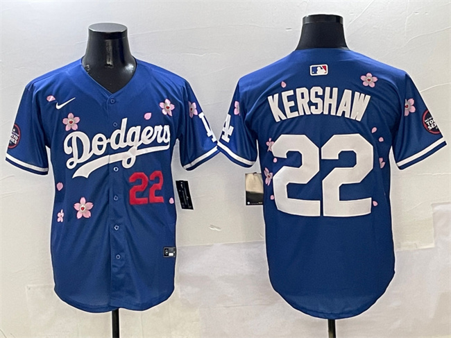 Men's Los Angeles Dodgers #22 Clayton Kershaw Royal 2025 Tokyo Series Limited Stitched Baseball Jersey Men's Los Angeles Dodgers #22 Clayton Kershaw Royal 2025 Tokyo Series Limited Stitched Baseball Jersey