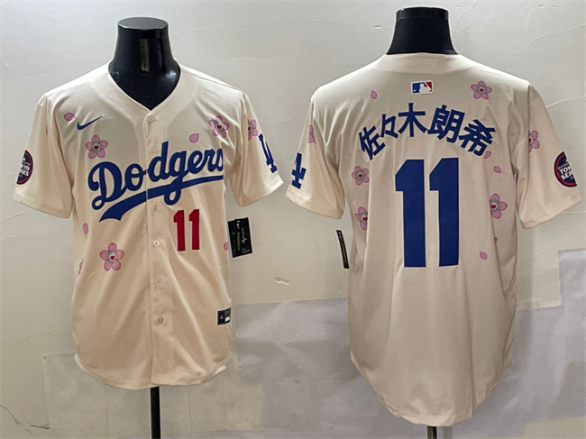 Men's Los Angeles Dodgers #11 佐々木朗希 Cream 2025 Tokyo Series Limited Stitched Baseball Jersey Men's Los Angeles Dodgers #11 佐々木朗希 Cream 2025 Tokyo Series Limited Stitched Baseball Jersey
