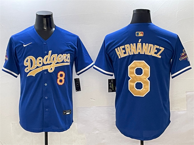 Men's Los Angeles Dodgers #8 Enrique Hernández Royal 2025 Gold Collection Limited Stitched Baseball Jersey Men's Los Angeles Dodgers #8 Enrique Hernández Royal 2025 Gold Collection Limited Stitched Baseball Jersey