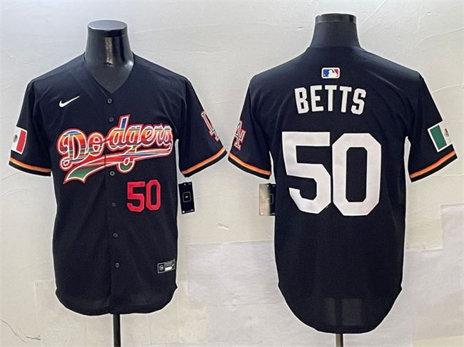Men's Los Angeles Dodgers #50 Mookie Betts Black Mexico Limited Stitched Baseball Jersey Men's Los Angeles Dodgers #50 Mookie Betts Black Mexico Limited Stitched Baseball Jersey