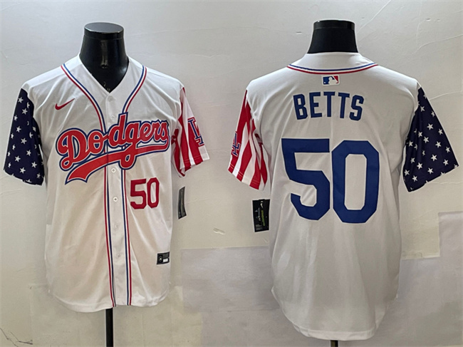 Men's Los Angeles Dodgers #50 Mookie Betts White Limited Stitched Baseball Jersey Men's Los Angeles Dodgers #50 Mookie Betts White Limited Stitched Baseball Jersey
