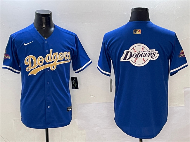 Men's Los Angeles Dodgers Team Big Logo Royal 2025 Gold Collection Limited Stitched Baseball Jersey 002 Men's Los Angeles Dodgers Team Big Logo Royal 2025 Gold Collection Limited Stitched Baseball Jersey 002