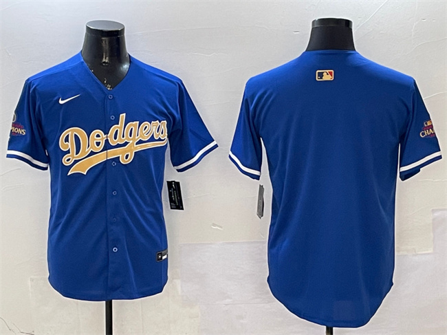 Men's Los Angeles Dodgers Blank Royal 2025 Gold Collection Limited Stitched Baseball Jersey 001 Men's Los Angeles Dodgers Blank Royal 2025 Gold Collection Limited Stitched Baseball Jersey 001