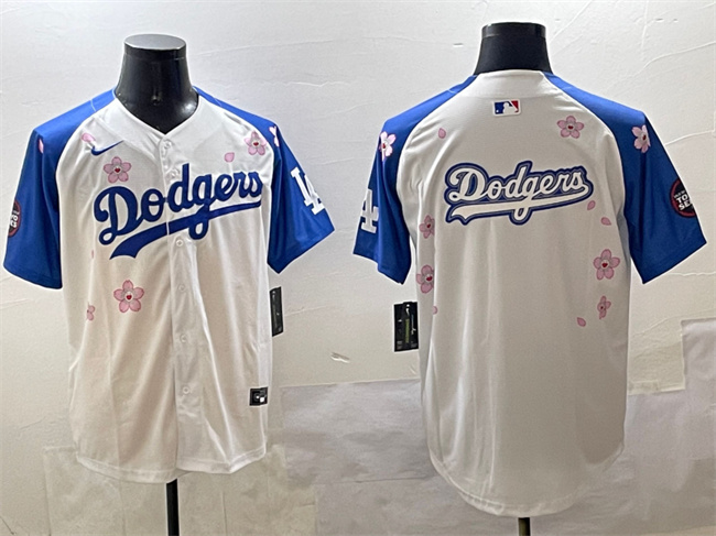 Men's Los Angeles Dodgers Team Big Logo White Royal 2025 Tokyo Series Limited Stitched Baseball Jersey 002 Men's Los Angeles Dodgers Team Big Logo White Royal 2025 Tokyo Series Limited Stitched Baseball Jersey 002