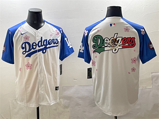 Men's Los Angeles Dodgers Team Big Logo White Royal 2025 Tokyo Series Limited Stitched Baseball Jersey 001 Men's Los Angeles Dodgers Team Big Logo White Royal 2025 Tokyo Series Limited Stitched Baseball Jersey 001