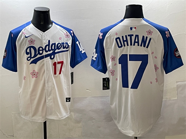 Men's Los Angeles Dodgers #17 Shohei Ohtani White Royal 2025 Tokyo Series Limited Stitched Baseball Jersey Men's Los Angeles Dodgers #17 Shohei Ohtani White Royal 2025 Tokyo Series Limited Stitched Baseball Jersey