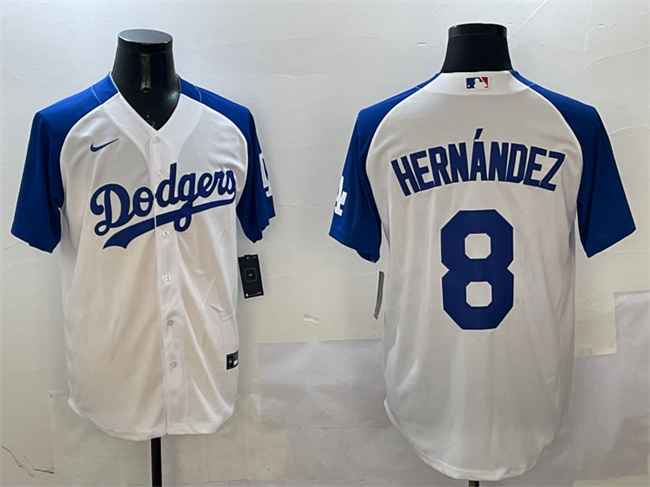 Men's Los Angeles Dodgers #8 Enrique Hernández White Blue Cool Base Stitched Baseball Jersey Men's Los Angeles Dodgers #8 Enrique Hernández White Blue Cool Base Stitched Baseball Jersey