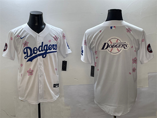 Men's Los Angeles Dodgers Team Big Logo White 2025 Tokyo Series Limited Stitched Baseball Jersey 1 Men's Los Angeles Dodgers Team Big Logo White 2025 Tokyo Series Limited Stitched Baseball Jersey 1
