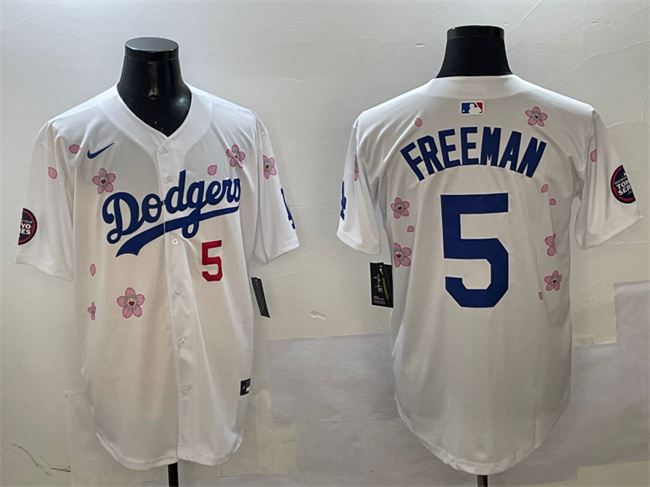 Men's Los Angeles Dodgers #5 Freddie Freeman White 2025 Tokyo Series Limited Stitched Baseball Jersey Men's Los Angeles Dodgers #5 Freddie Freeman White 2025 Tokyo Series Limited Stitched Baseball Jersey