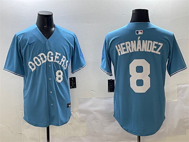 Men's Los Angeles Dodgers #8 Enrique Hernández Light Blue Limited Stitched Baseball Jersey Men's Los Angeles Dodgers #8 Enrique Hernández Light Blue Limited Stitched Baseball Jersey