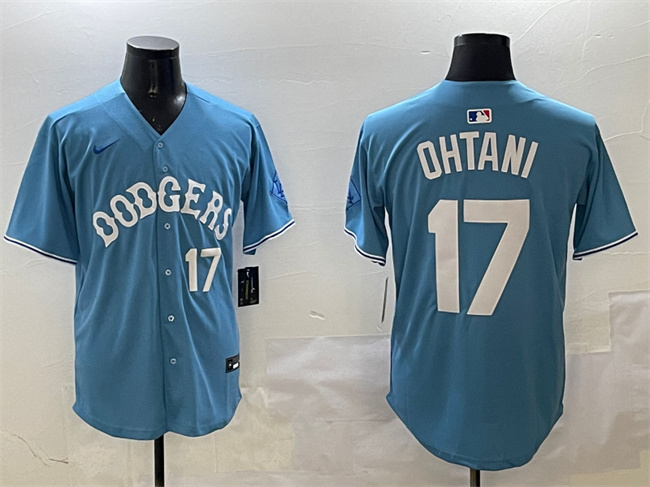 Men's Los Angeles Dodgers #17 Shohei Ohtani Light Blue Limited Stitched Baseball Jersey Men's Los Angeles Dodgers #17 Shohei Ohtani Light Blue Limited Stitched Baseball Jersey