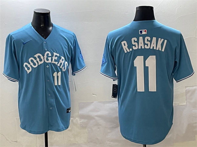 Men's Los Angeles Dodgers #11 Roki Sasaki Light Blue Limited Stitched Baseball Jersey Men's Los Angeles Dodgers #11 Roki Sasaki Light Blue Limited Stitched Baseball Jersey