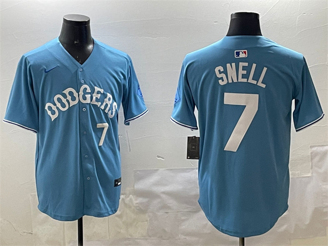 Men's Los Angeles Dodgers #7 Blake Snell Light Blue Limited Stitched Baseball Jersey Men's Los Angeles Dodgers #7 Blake Snell Light Blue Limited Stitched Baseball Jersey
