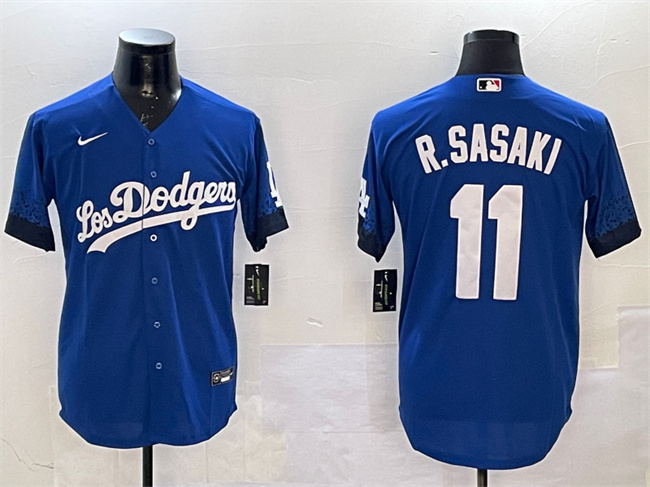 Men's Los Angeles Dodgers #11 Roki Sasaki Royal City Connect Cool Base Stitched Baseball Jersey Men's Los Angeles Dodgers #11 Roki Sasaki Royal City Connect Cool Base Stitched Baseball Jersey
