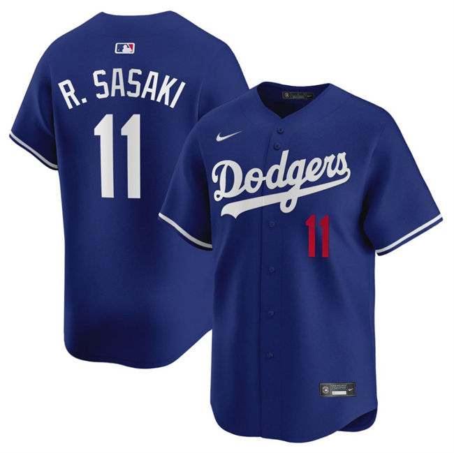 Men's Los Angeles Dodgers #11 Roki Sasaki Royal 2025 Alternate Limited Stitched Baseball Jersey Men's Los Angeles Dodgers #11 Roki Sasaki Royal 2025 Alternate Limited Stitched Baseball Jersey
