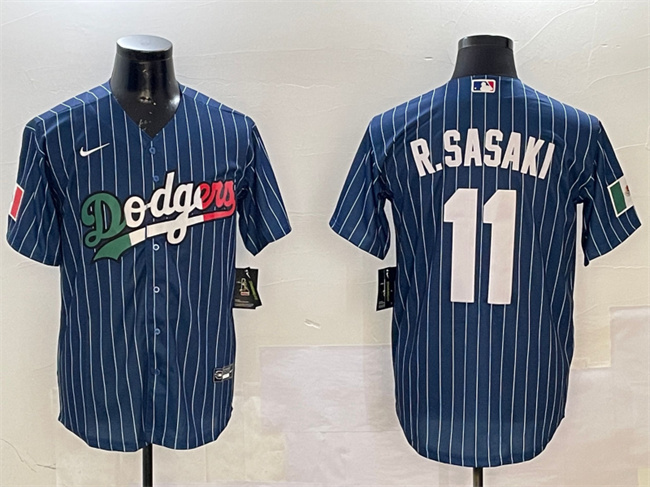 Men's Los Angeles Dodgers #11 Roki Sasaki Navy Mexico Cool Base Stitched Baseball Jersey Men's Los Angeles Dodgers #11 Roki Sasaki Navy Mexico Cool Base Stitched Baseball Jersey