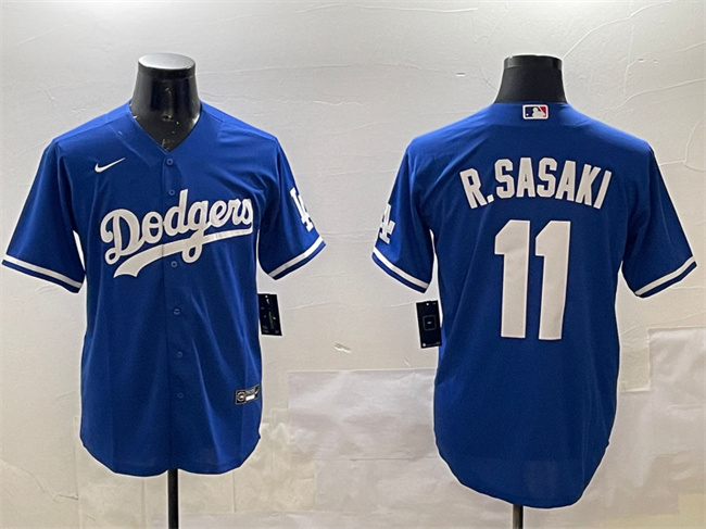Men's Los Angeles Dodgers #11 Roki Sasaki Royal Cool Base Stitched Baseball Jersey Men's Los Angeles Dodgers #11 Roki Sasaki Royal Cool Base Stitched Baseball Jersey