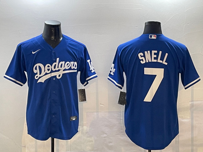 Men's Los Angeles Dodgers #7 Blake Snell Royal Cool Base Stitched Baseball Jersey Men's Los Angeles Dodgers #7 Blake Snell Royal Cool Base Stitched Baseball Jersey