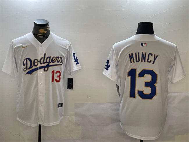 Men's Los Angeles Dodgers #13 Max Muncy White Gold Home Limited Stitched Baseball Jersey Men's Los Angeles Dodgers #13 Max Muncy White Gold Home Limited Stitched Baseball Jersey