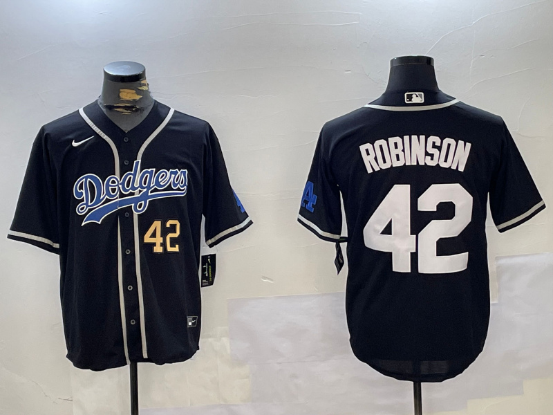 Men's Los Angeles Dodgers #42 Jackie Robinson Black 2024 World Series Cool Base Stitched Baseball Jersey 7 Men's Los Angeles Dodgers #42 Jackie Robinson Black 2024 World Series Cool Base Stitched Baseball Jersey 7