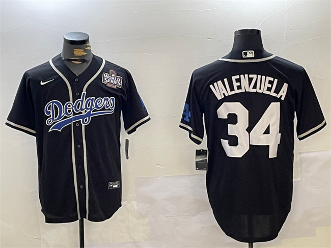 Men's Los Angeles Dodgers #34 Toro Valenzuela Black 2024 World Series Cool Base Stitched Baseball Jersey Men's Los Angeles Dodgers #34 Toro Valenzuela Black 2024 World Series Cool Base Stitched Baseball Jersey