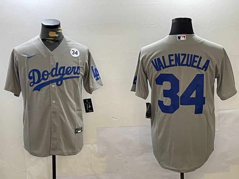 Men's Los Angeles Dodgers #34 Toro Valenzuela Grey Cool Base Stitched Baseball Jersey 8 Men's Los Angeles Dodgers #34 Toro Valenzuela Grey Cool Base Stitched Baseball Jersey 8